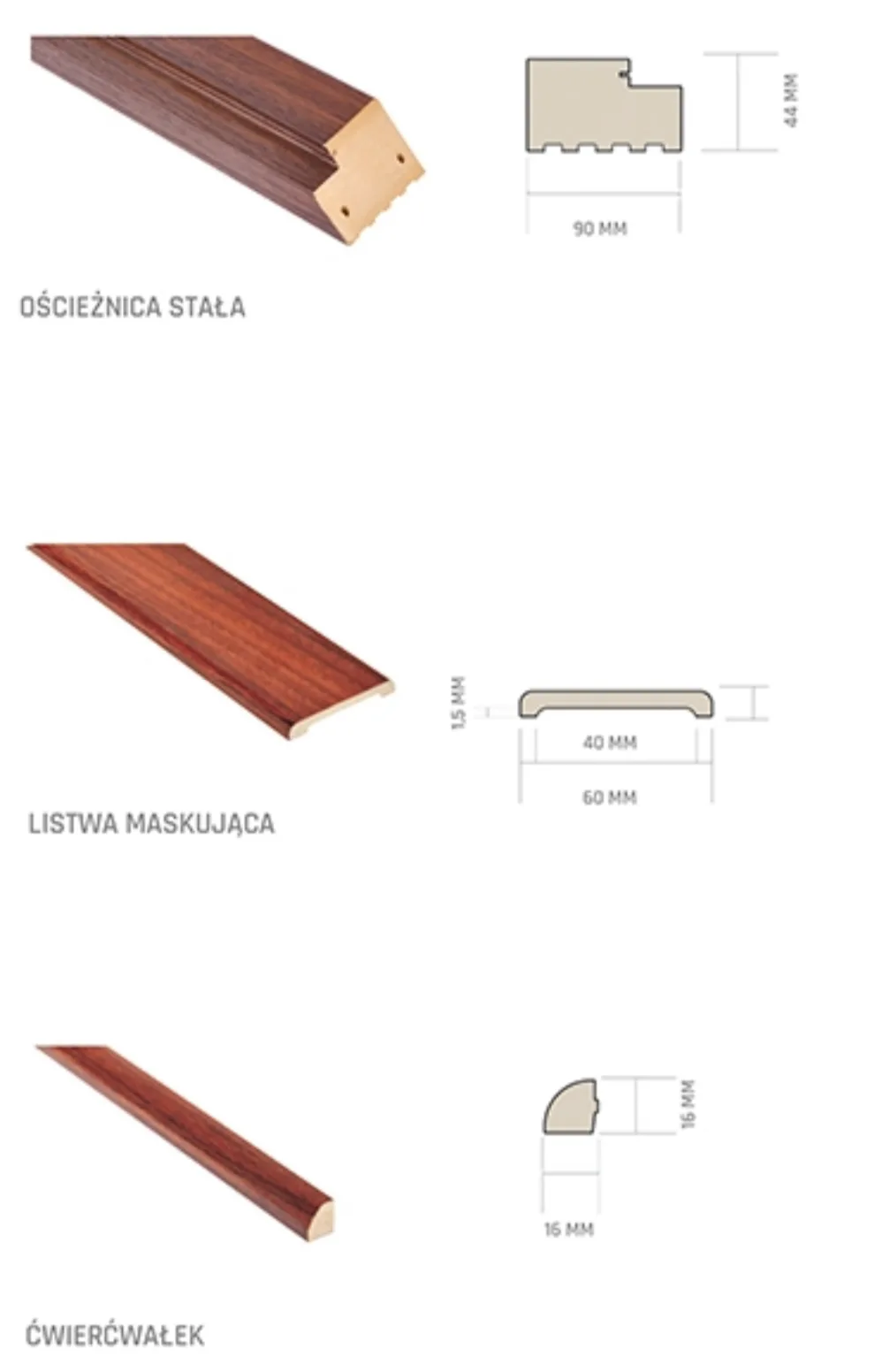 Ościeżnica stała 90x44 mm do drzwi Prestige i Płycinowych Standard - obrazek 5