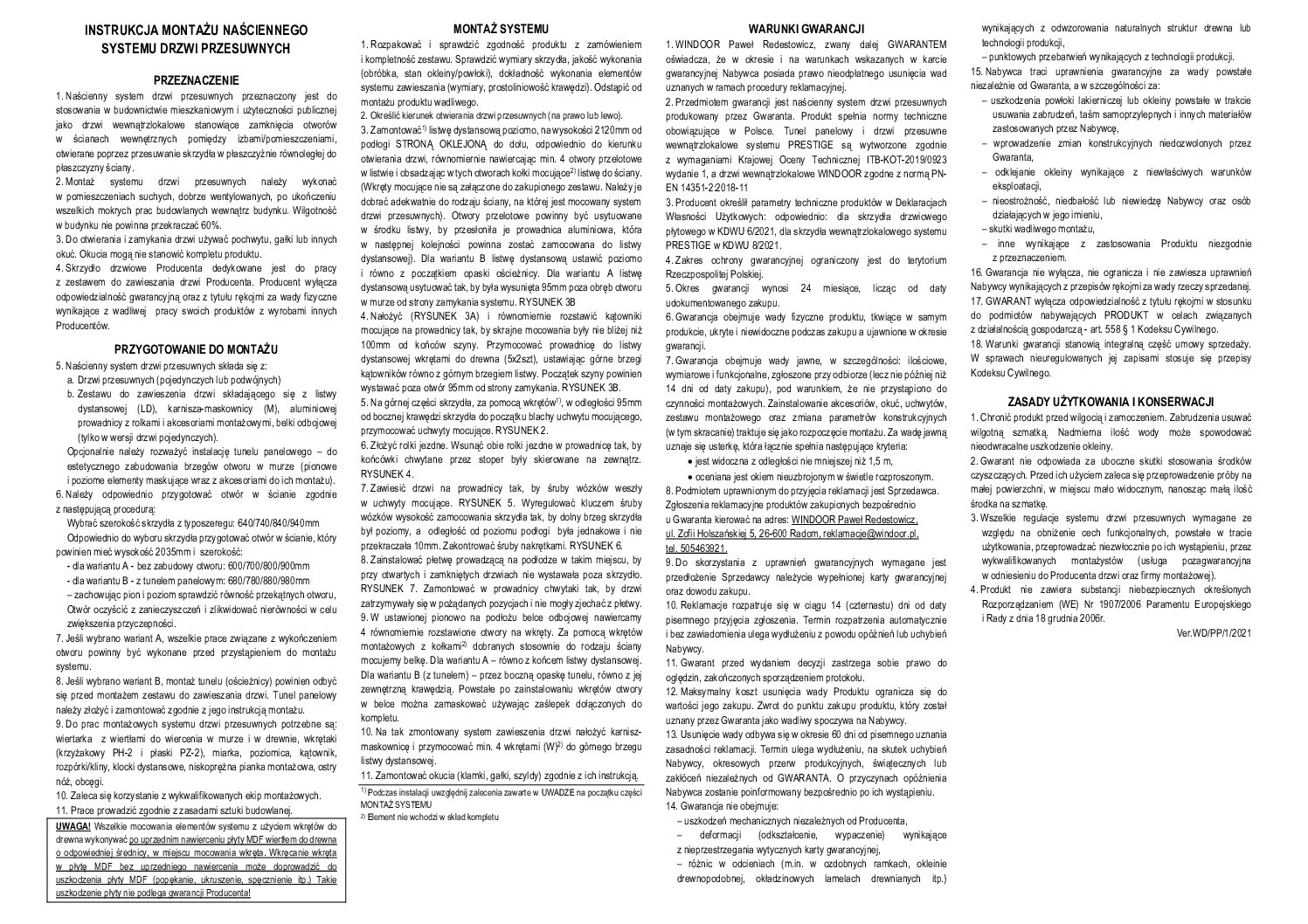 ZETA Przesuwne Drzwi Wewnętrzne Windoor - obrazek 14