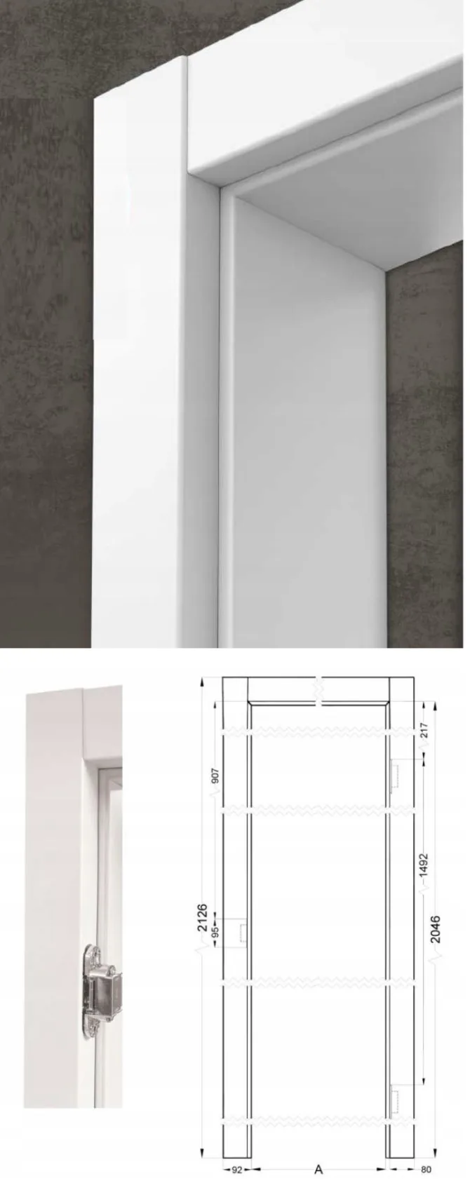 Drzwi bezprzylgowe ELEGANCE SLIM WINDOOR BIAŁE z ościeżnicą regulowaną od ręki - obrazek 3