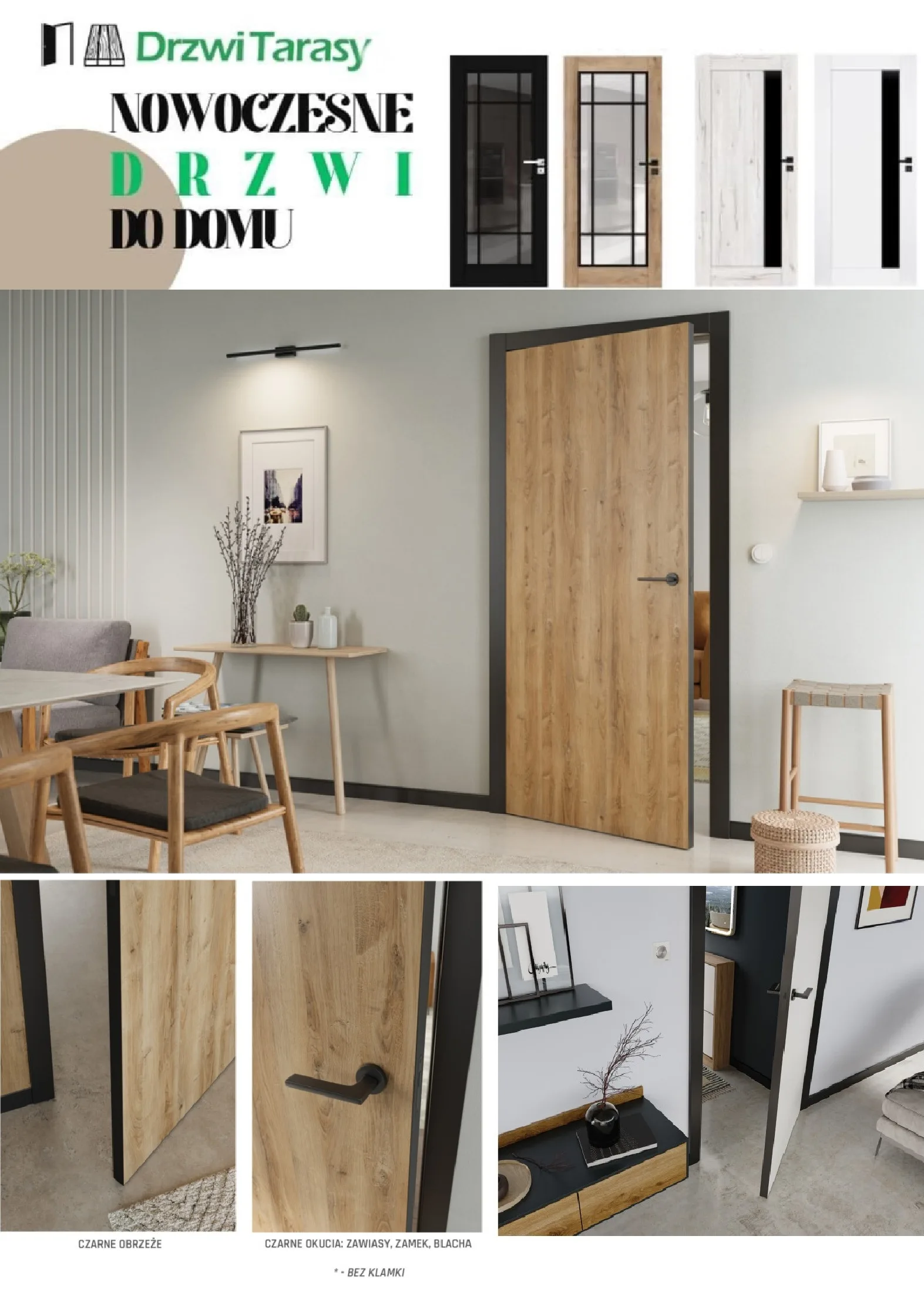 Drzwi bezprzylgowe TRYTON Windoor czarne obrzeża - obrazek 4